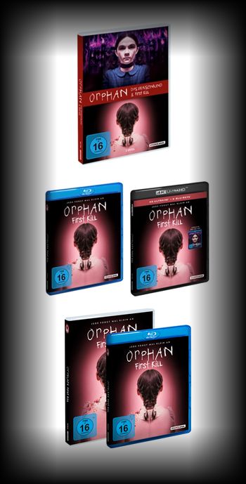 Neue Cover von ORPHAN: FIRST KILL (ab Januar im Home Entertainment